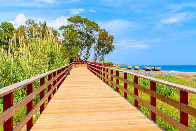 Footbridge,And,Walking,Path,To,Beach,Near,Estepona,Town,On