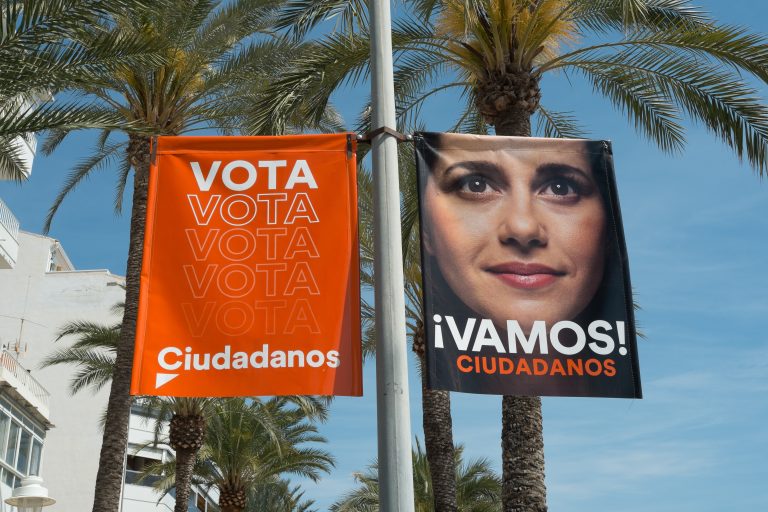 Valencia,,Spain-,April,11,,2019:,Political,Campaign,Poster,Depicting,Ciudadanos