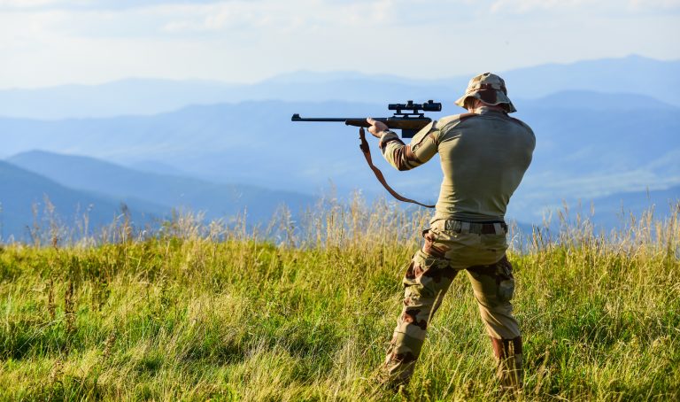 Nice,Shot.,Army,Forces.,Hunter,Hold,Rifle.,Hunter,Mountains,Landscape