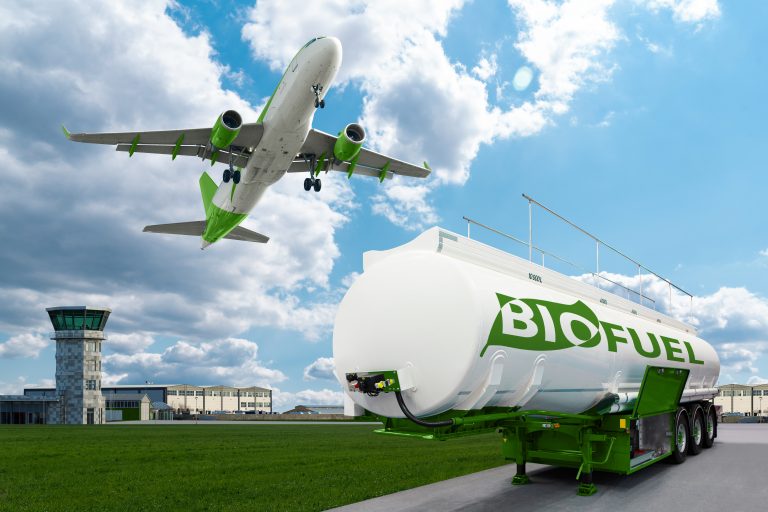 Airplane,And,Biofuel,Tank,Trailer,On,The,Background,Of,Airport.