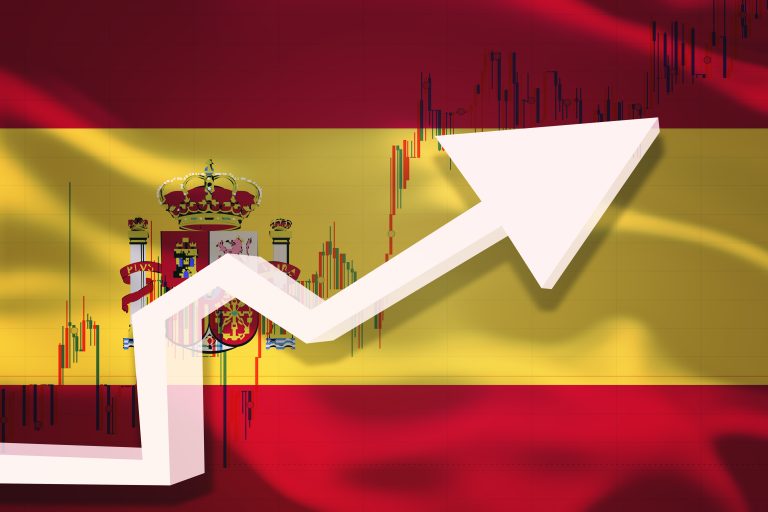 Spain,Growth,Chart.,White,3d,Arrow,And,Stocks,Chart,Grows