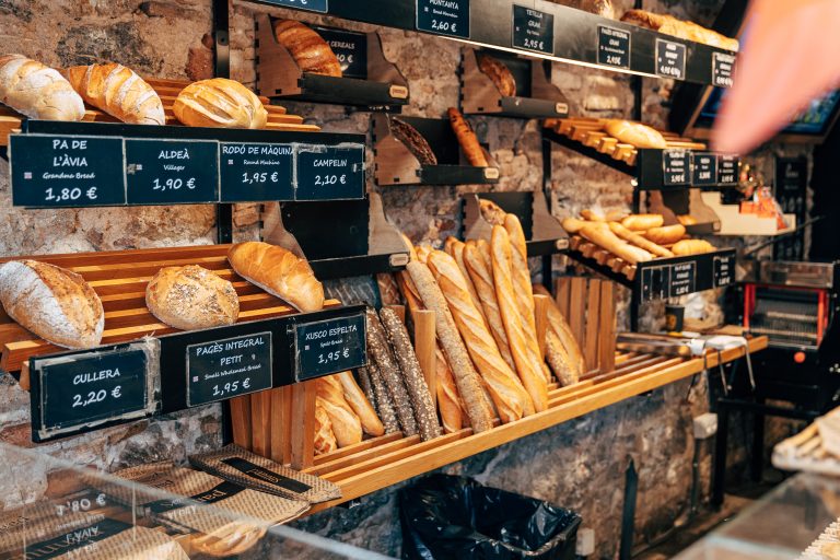 Barcelona,,Spain,-,15,December,2019:bread,Shop,Showcase.,Various,Loaves
