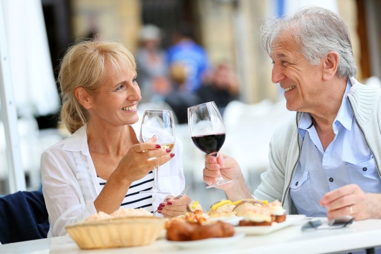 Senior,Couple,Eating,Spanish,Fingerfood,In,Spain