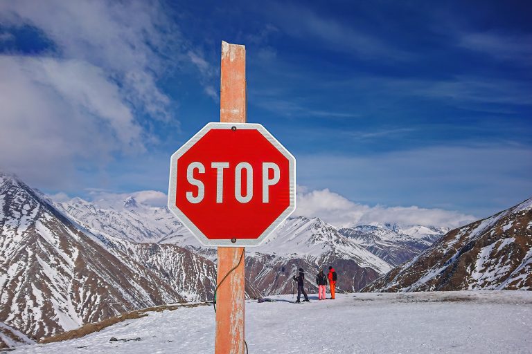 Stop,Warning,Signal,At,Ski,Resort,Indicating,An,Avalanche,Or