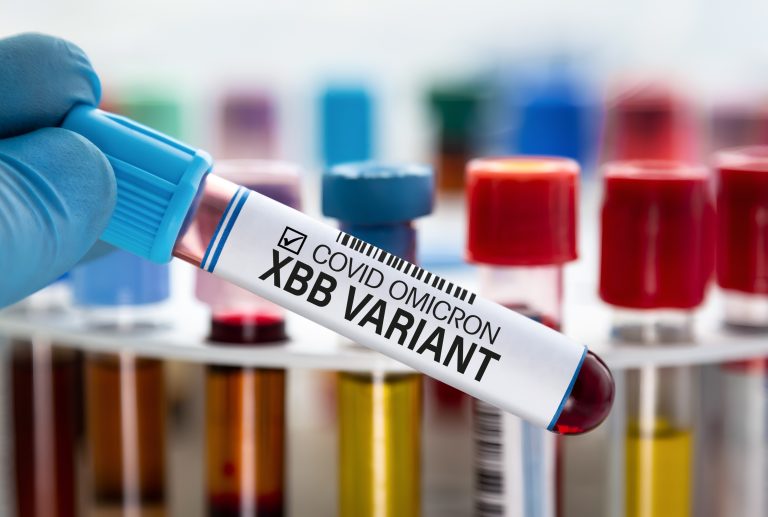 Hand,With,Blood,Sample,Labeled,With,New,Variant,Omicron,Xbb