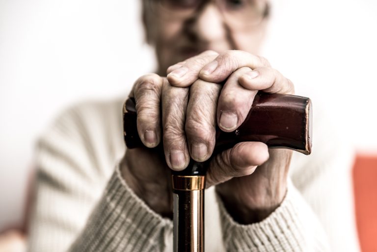 Old,Woman,With,Cane