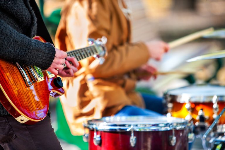 Festival,Music,Band.,Hands,Playing,On,Percussion,Instruments,In,City