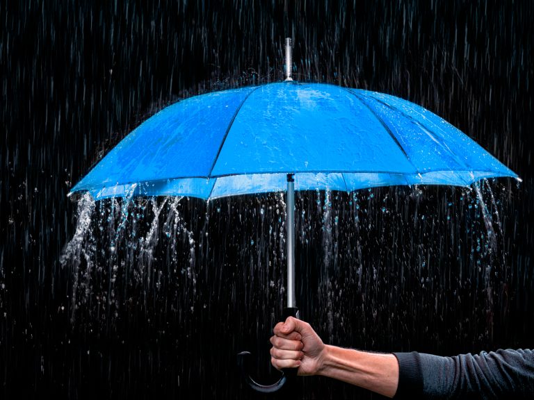 Blue,Umbrella,Rain