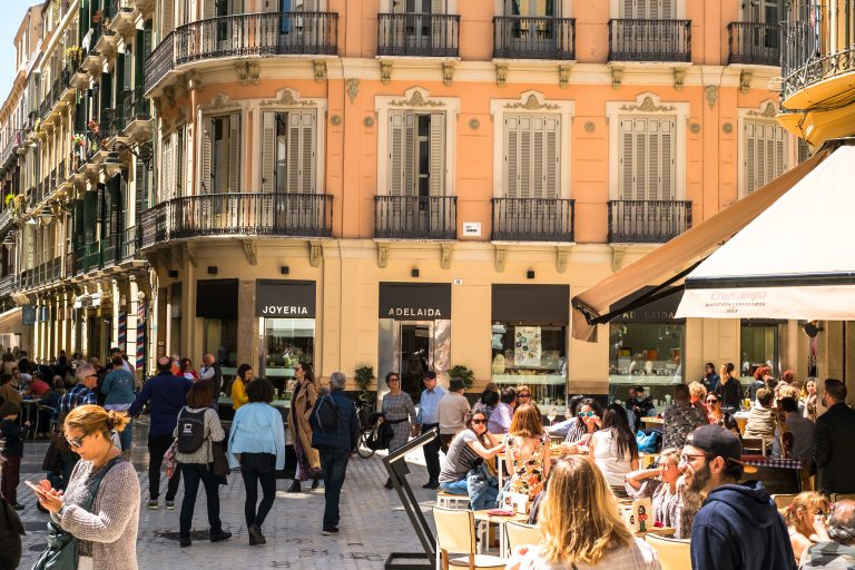 Malaga,,Spain,-,April,14,,2018.,Old,Street,Around,The