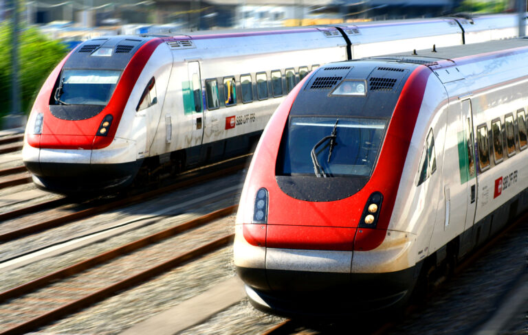 Train,Series,-,Two,Generic,Trains,On,A,Railway,Track.