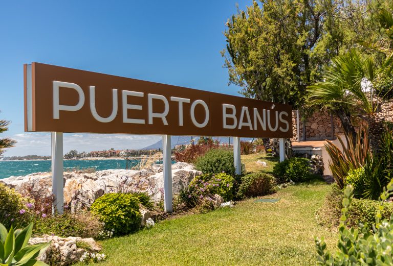 Marbella,,Spain,-,July,16,2020:,Puerto,Banus,Sign,In