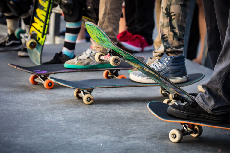 A,Skateboarder,In,Action,At,Venice,Beach,Skate,Park,In