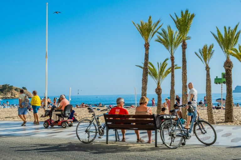 Benidorm,,Spain,-,April,01,,2023:,People,Relaxing,,Walking,Along