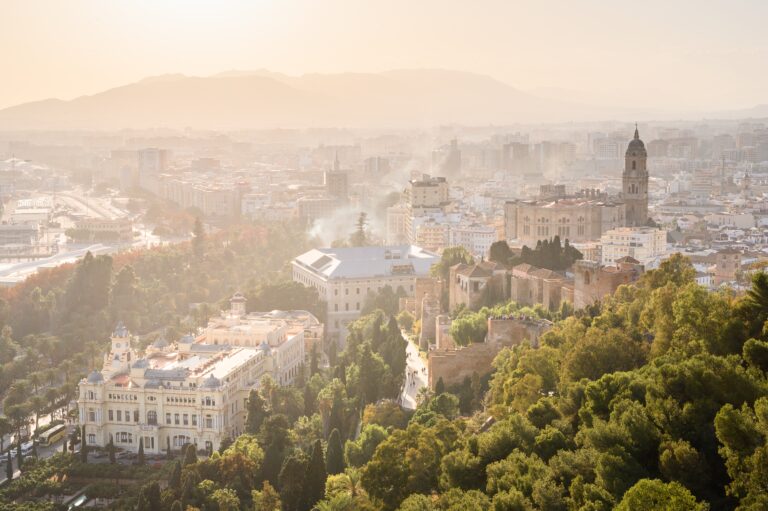 Sunset,From,Castillo,De,Gibralfaro,Of,The,City,Of,Malaga