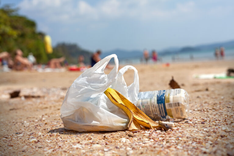 Garbage,On,A,Beach,,Environmental,Pollution,Concept,Picture.