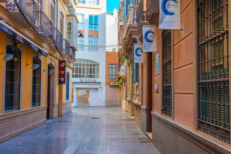 Malaga,,Spain,,May,24,,2021:,Narrow,Street,In,The,Center