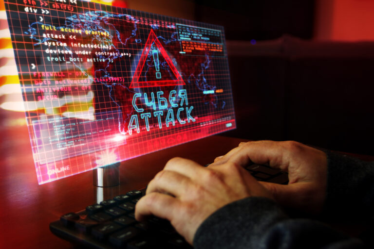 Cyberattack,On,Computer,Screen.,Cyber,Attack,,Security,Breach,And,Russian