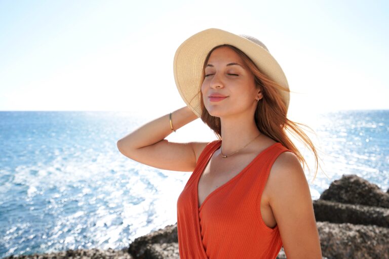 Portrait,Of,Young,Fashion,Woman,Enjoying,Fresh,Air,On,Face