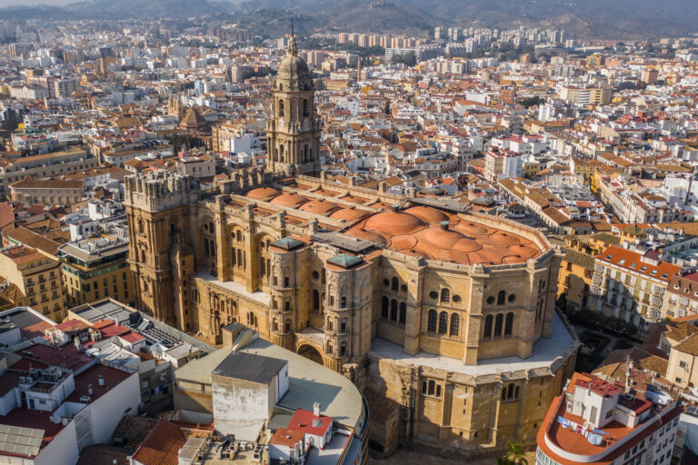 Cathedral,Of,The,Incarnation,In,Malaga.,Aerial,View