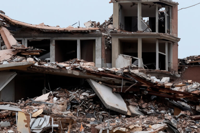 Destroyed,Building,That,Collapsed,From,An,Earthquake.,Ruined,Building.,War