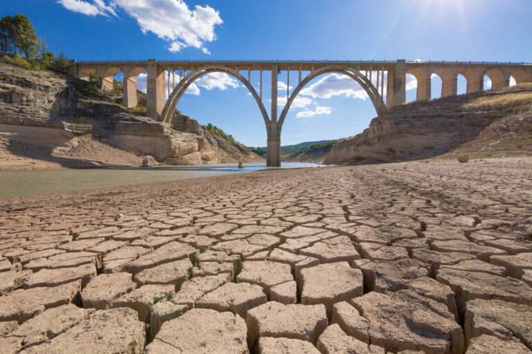 Landscape,Of,Dry,Earth,Ground,And,Viaduct,,Extreme,Drought,In
