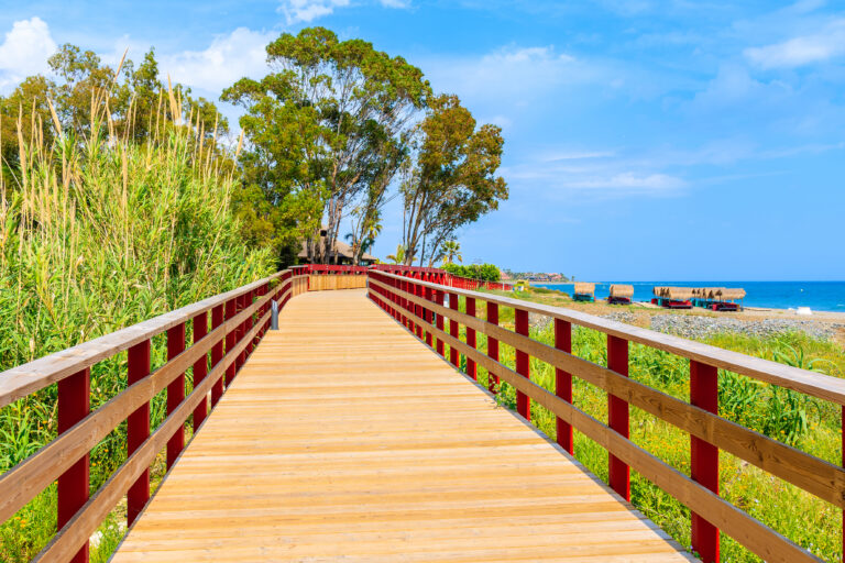 Footbridge,And,Walking,Path,To,Beach,Near,Estepona,Town,On