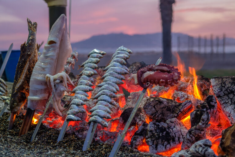 Sardines,Espeto,,Squid,And,Other,Fresh,Fish.,Malaga,Style,Fish
