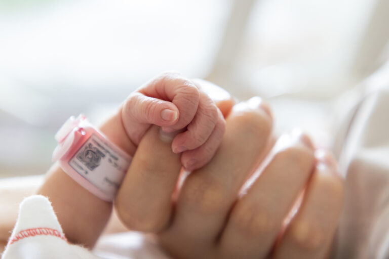 New,Born,Baby,Hand,Hold,Mum,Index,Finger.,Concept,: