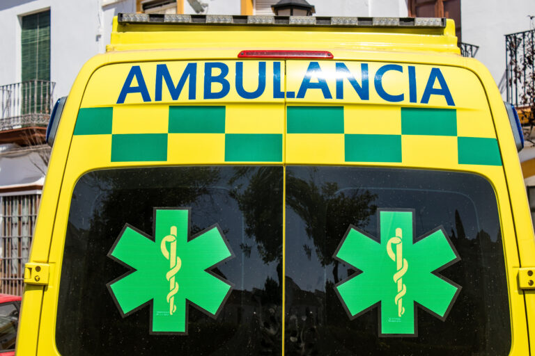 Seville,,Spain,-,July,04,,2022,Ambulance,Driving,Through,The