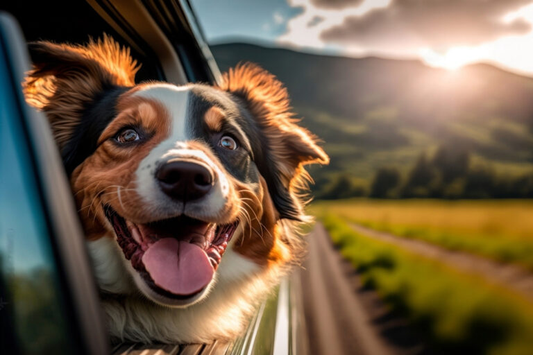 Happy,Dog,With,Head,Out,Of,The,Car,Window,Having