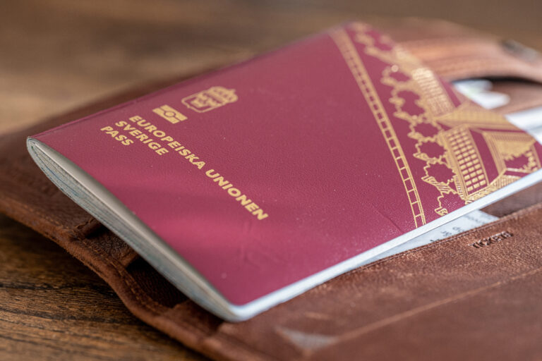Close-up,Of,A,Swedish,Passport,And,A,Wallet,For,Travel