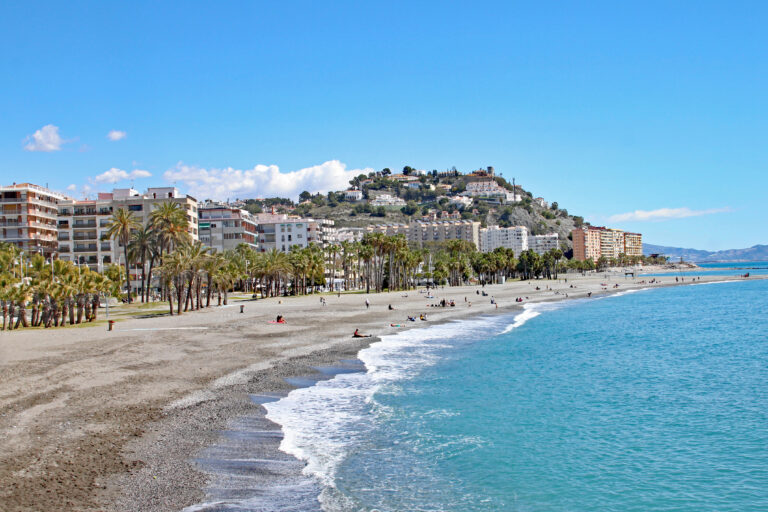 The,Beach,At,Almunecar,On,The,Costa,Del,Sol,,Spain