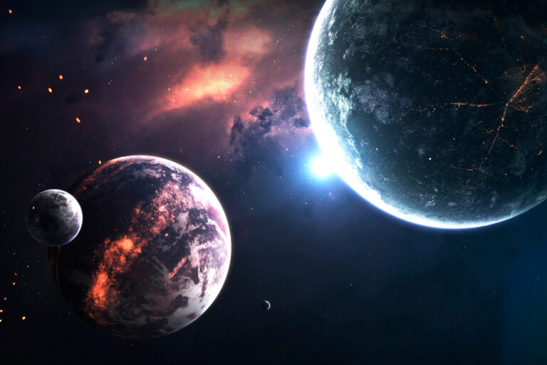 Deep,Space,Planets,,Science,Fiction,Imagination,Of,Cosmos,Landscape.,Elements