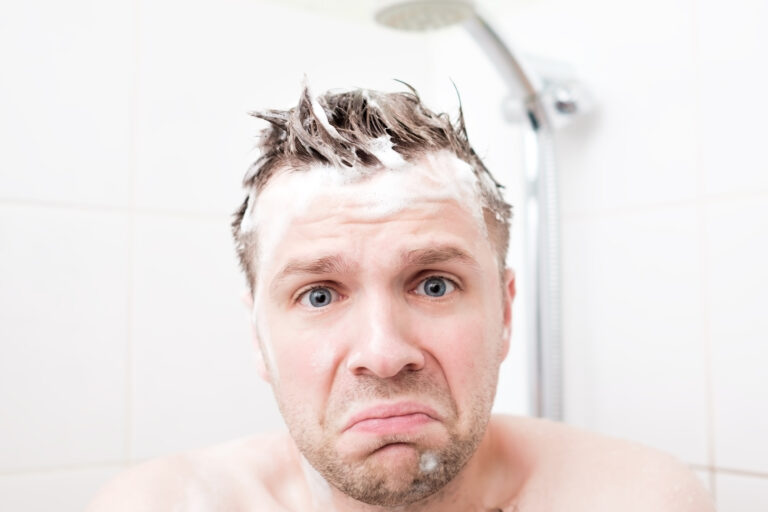 Worried,Caucasian,Foamed,Young,Man,After,The,Water,In,The