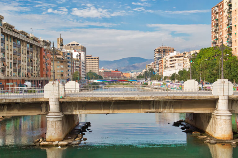 Malaga,,Spain-may,16,,2019:,Malaga,Streets,Near,Guadalmedina,River,And