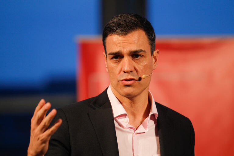 Coruña-spain.,Portraits,Of,Pedro,Sánchez,,President,Of,The,Government,,During