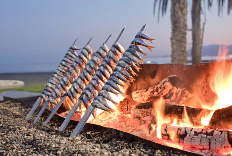 Sardine,Thickness,With,Fire,At,Sunset,,Typical,Malaga,City,Mediterranean