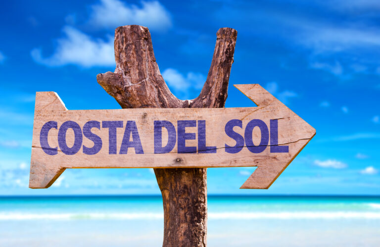 Costa,Del,Sol,Wooden,Sign,With,Beach,Background