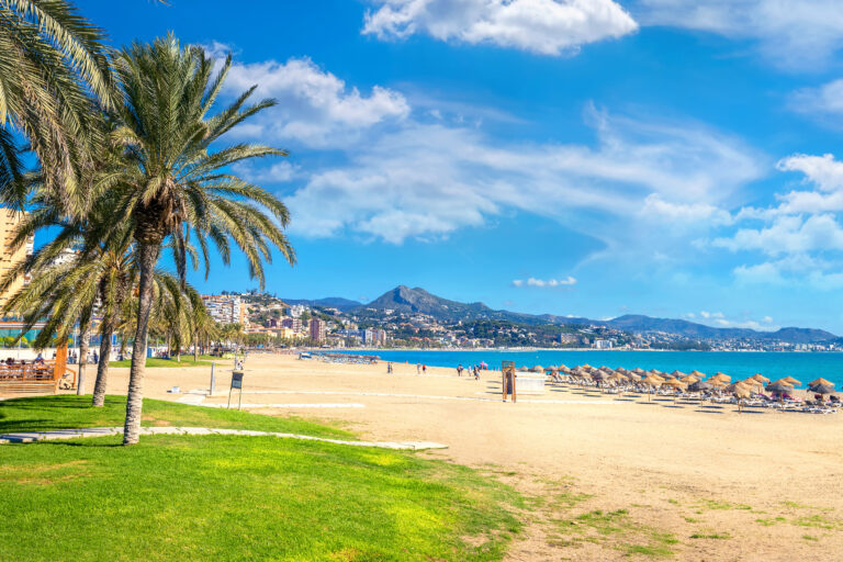 Panoramic,View,Of,Malagueta,Beach,In,Malaga.,Costa,Del,Sol,