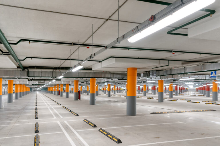 Large,Underground,Parking,For,Cars.,Empty,New,Parking,Lot,With