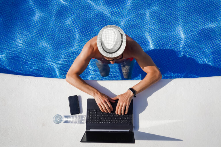 Bird,View,Of,Remote,Online,Working,Digital,Nomad,Man,On