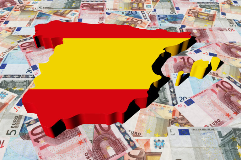 Spain,Map,Flag,On,Euros,Illustration