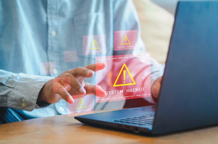 System,Hacked,Alert,After,Cyber,Attack,On,Computer,Network.,Compromised