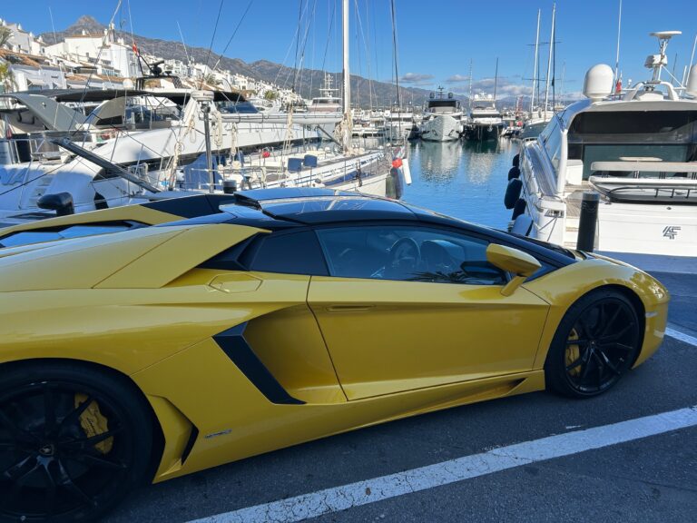 Yellow,Lamborghini,In,Puerto,Banus,Marina.,Marbella,,Spain.,January,20th