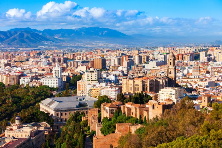 Malaga,Cathedral,Aerial,Panoramic,View.,The,Cathedral,Of,Malaga,Is