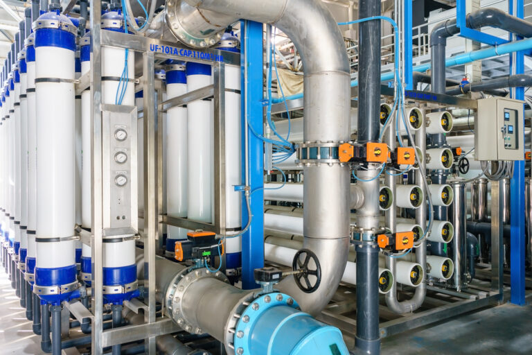 Large,Industrial,Water,Treatment,And,Boiler,Room.,Shiny,Steel,Metal