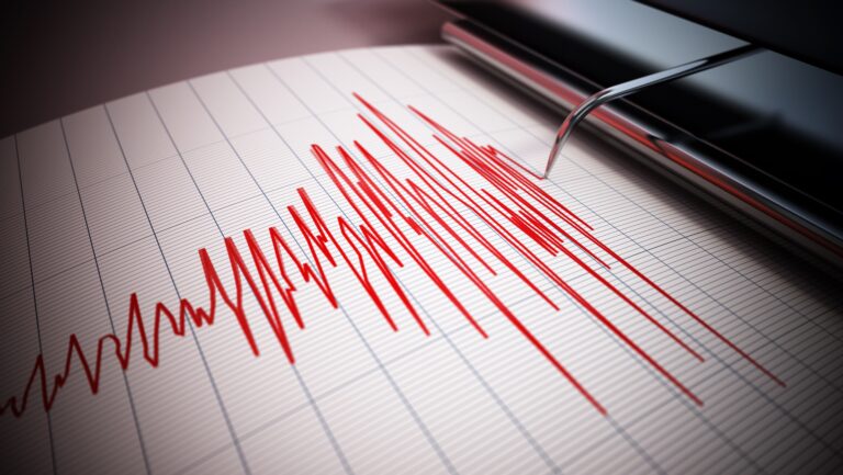 Seismograph,Data,Of,A,Large,Earthquake.,Seismic,Waves,On,The