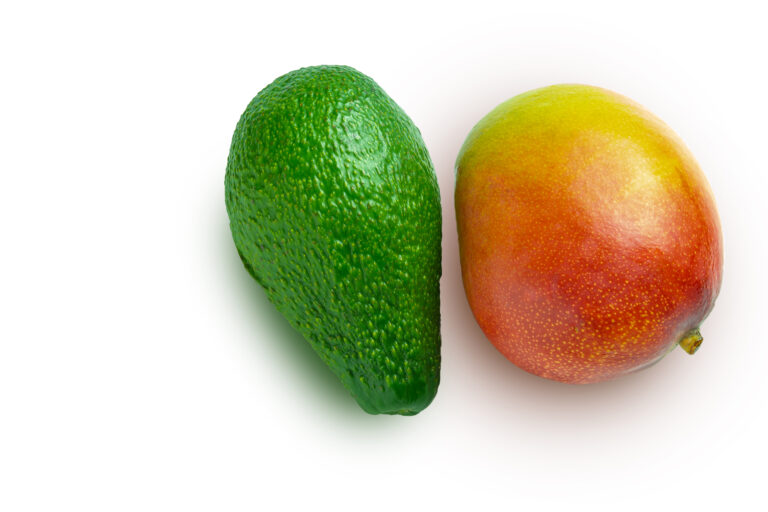Mango,And,Avocado,On,A,White,Background