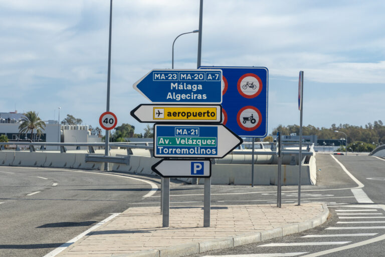 Malaga,,Spain;,10/31/2020;,Road,Signs,In,Malaga,-,Road,Sign