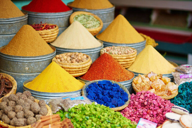 Selection,Of,Spices,On,A,Traditional,Moroccan,Market,(souk),In